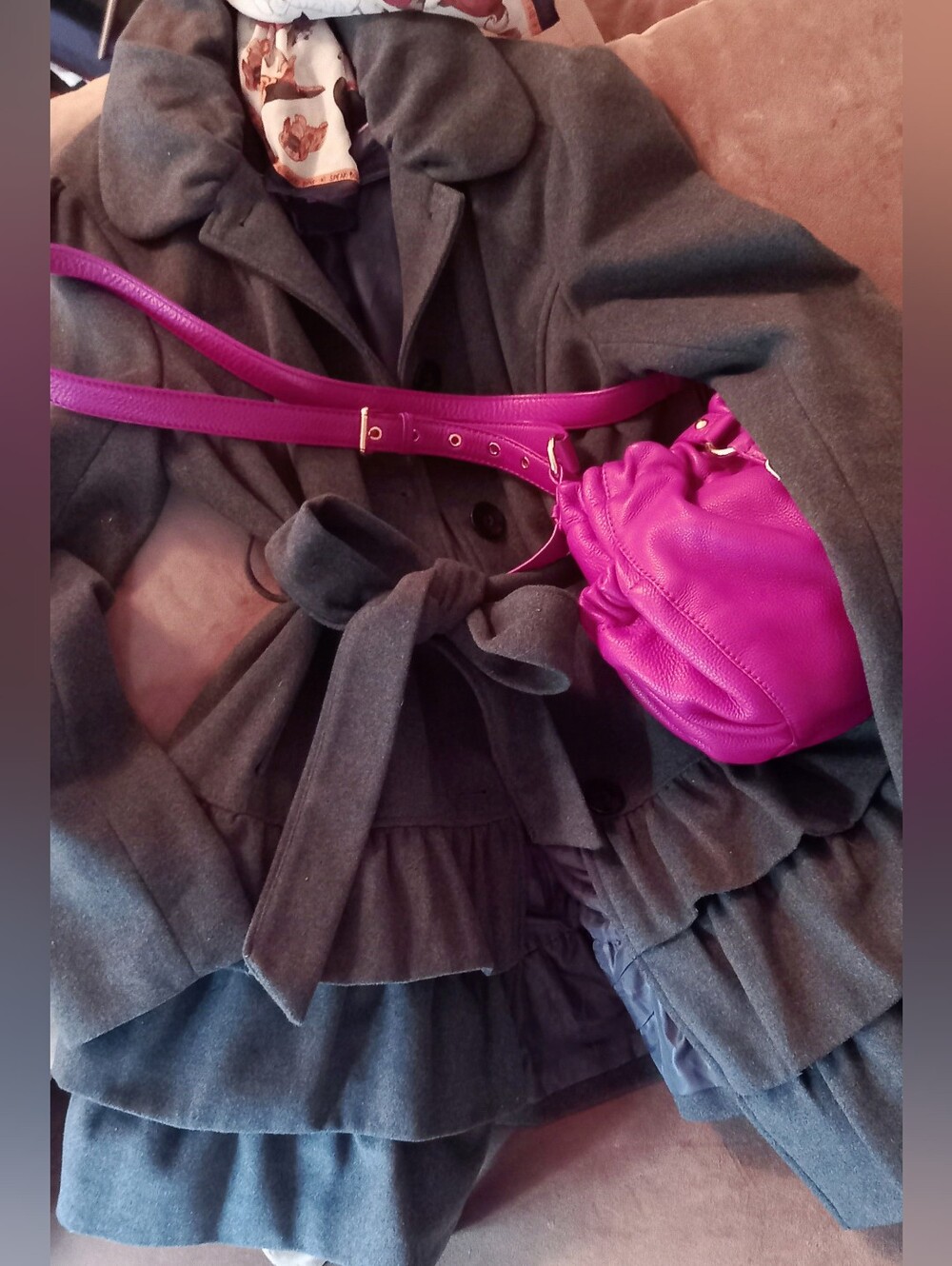 Grey Ruffled Coat - Picture 2 of 7